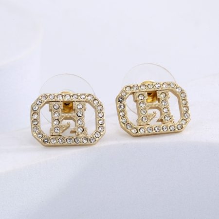 Eco-Friendly Copper Genuine Gold Plated Full-Diamond Stud Earrings