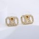 Eco-Friendly Copper Genuine Gold Plated Full-Diamond Stud Earrings