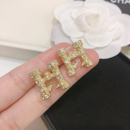 Eco-Friendly Copper Real Gold Plated H Earrings