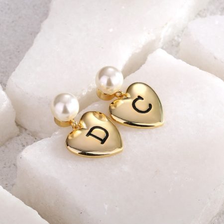Eco-Friendly Copper Gold-Plated Heart Stud Earrings