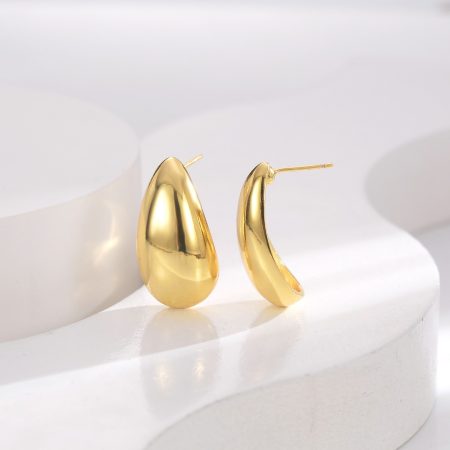 Eco-Friendly Copper Genuine Gold Plated Teardrop Earrings