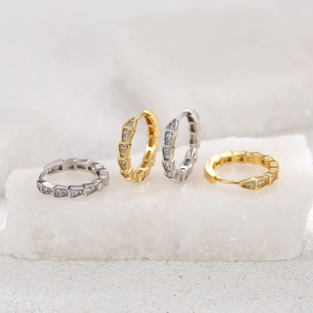 Hot-Selling Eco-Friendly Copper Earrings with Real Gold Plating and Snake-Shaped Ear Hooks