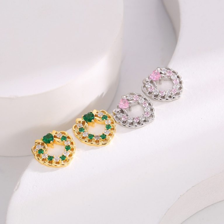 Eco-friendly Copper Real Gold Plated Heart-Shaped Earrings