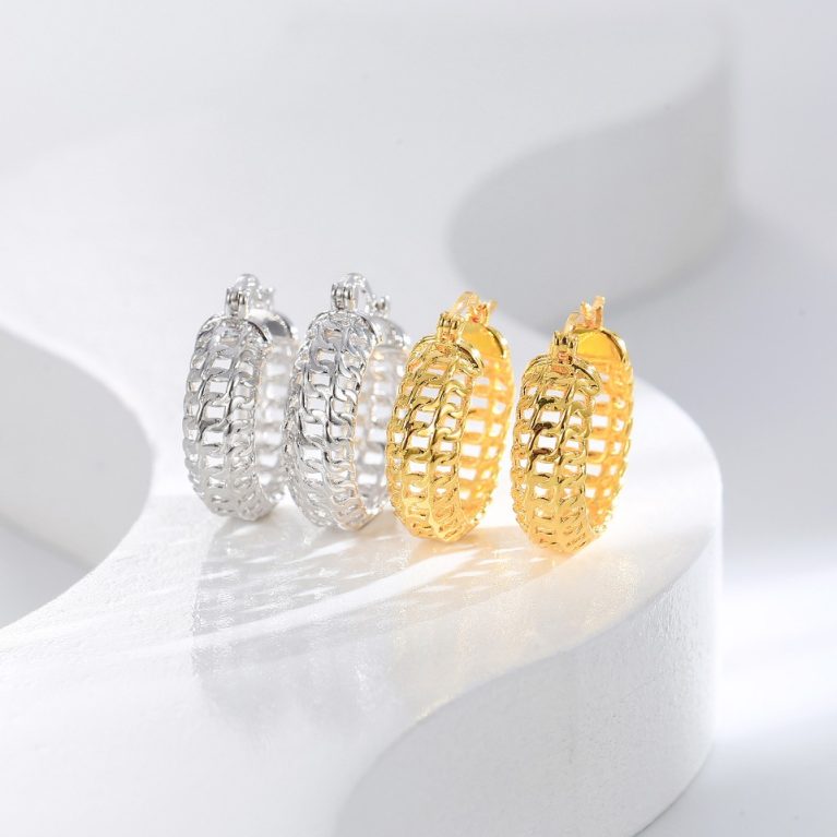 Eco-Friendly Copper Earrings with Genuine Gold Plating and Openwork Ear Hooks