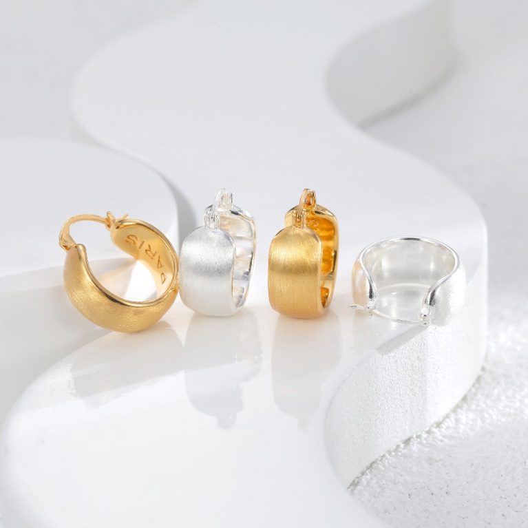 Silver Eco-Friendly Copper Earrings with Real Gold Plating