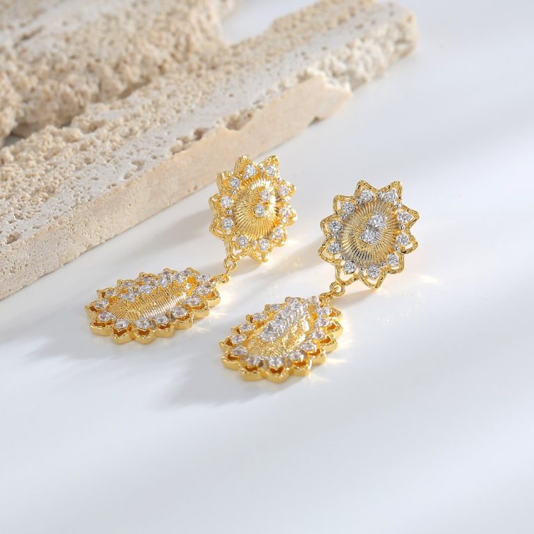 Eco-Friendly Copper Real Gold Plated + Vintage-Style Earrings