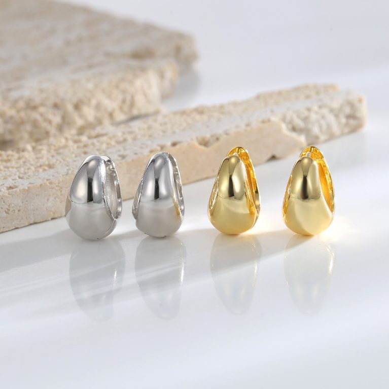 Hot-Selling Eco-Friendly Copper Real Gold Plated Teardrop Earrings