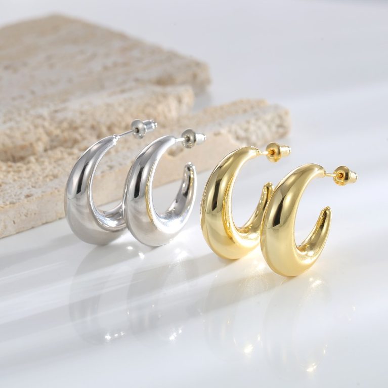Eco-Friendly Copper Real Gold Plated Ear Studs