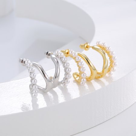 Eco-Friendly Copper with Genuine Gold Plating & Pearl Stud Earrings