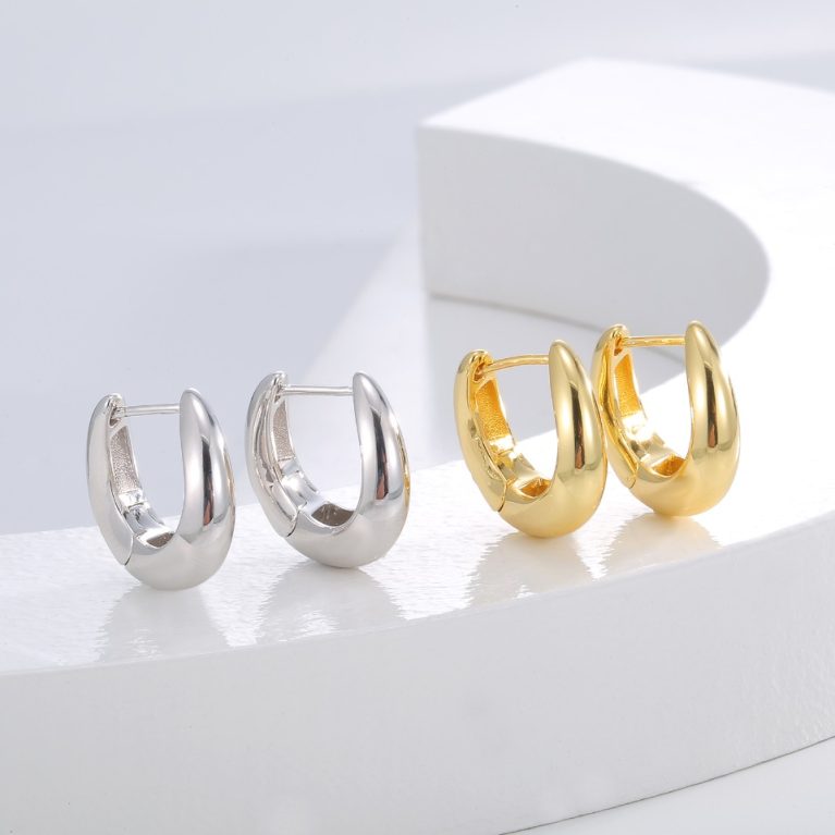 Eco-Friendly Copper Real Gold Plating Metallic Style Ear Hooks