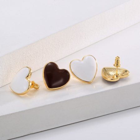 Eco-Friendly Copper Real Gold Plated Heart Stud Earrings