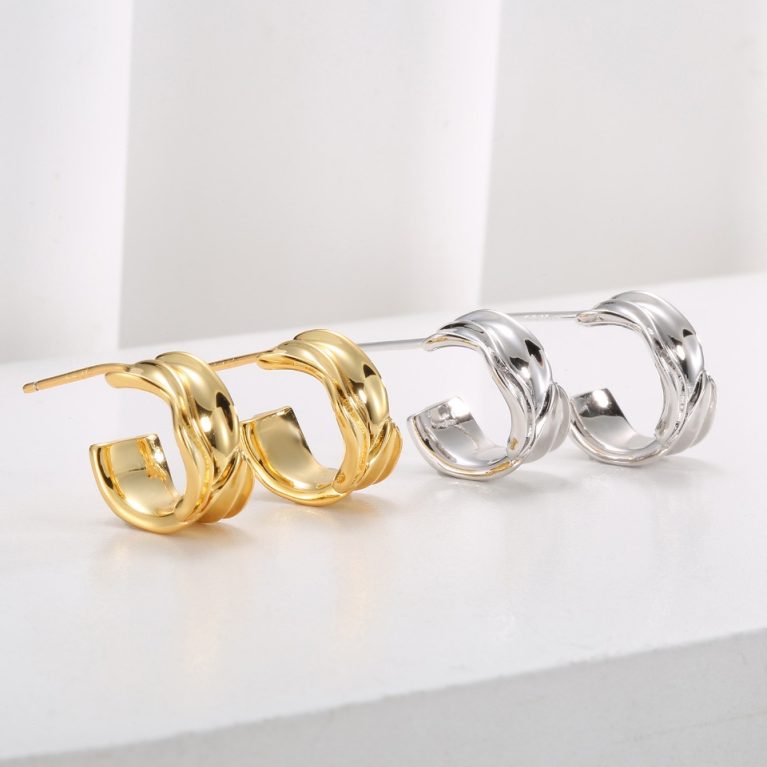 Eco-Friendly Copper Real Gold Plated Metallic Style Earrings