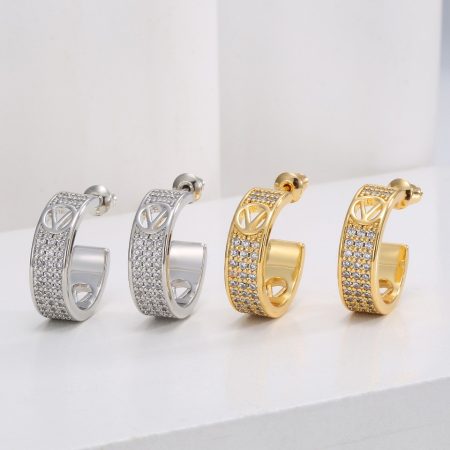 Eco-Friendly Copper Real Gold Plated Luxury Brand Style Earrings