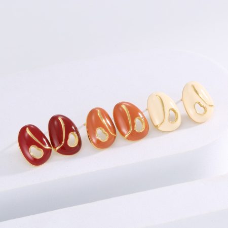 Eco-Friendly Copper Gold-Plated Drip Oil Ear Studs