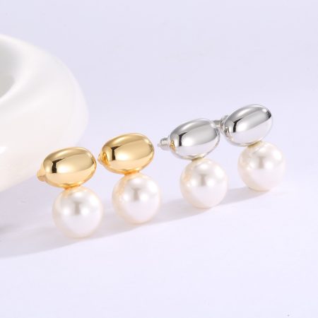Eco-Friendly Copper Genuine Gold Plating Pearl Earrings