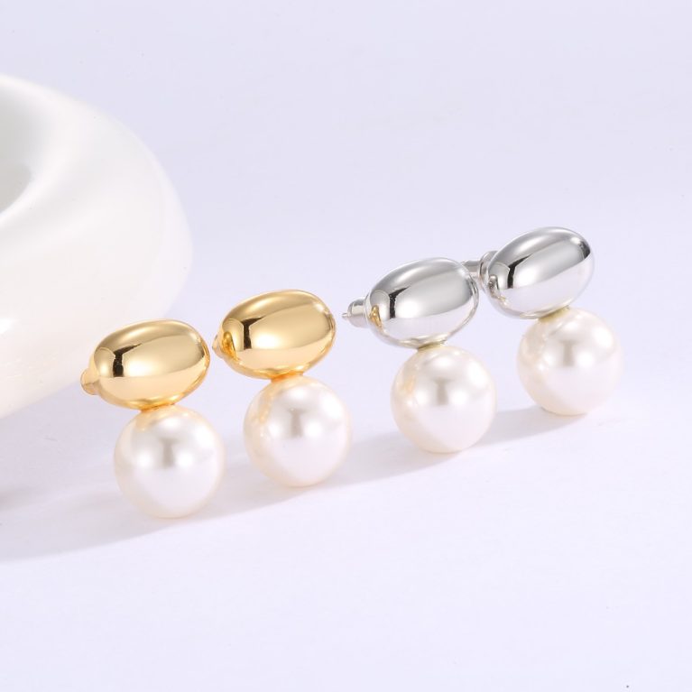 Eco-Friendly Copper Genuine Gold Plating Pearl Earrings