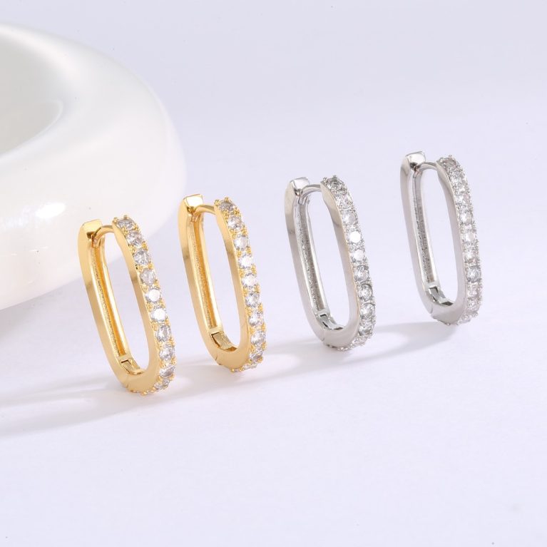 Eco-Friendly Copper Earrings with Genuine Gold Plating and Diamond-Embellished Backs