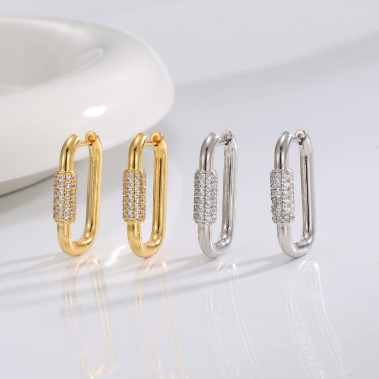 Eco-Friendly Gold-Plated Copper Ear Climbers with Full Diamond Accents