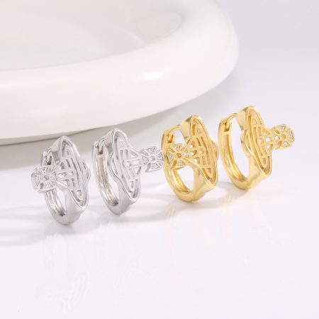 Eco-Friendly Copper Gold-Plated Earrings with Luxury Brand-Inspired Design