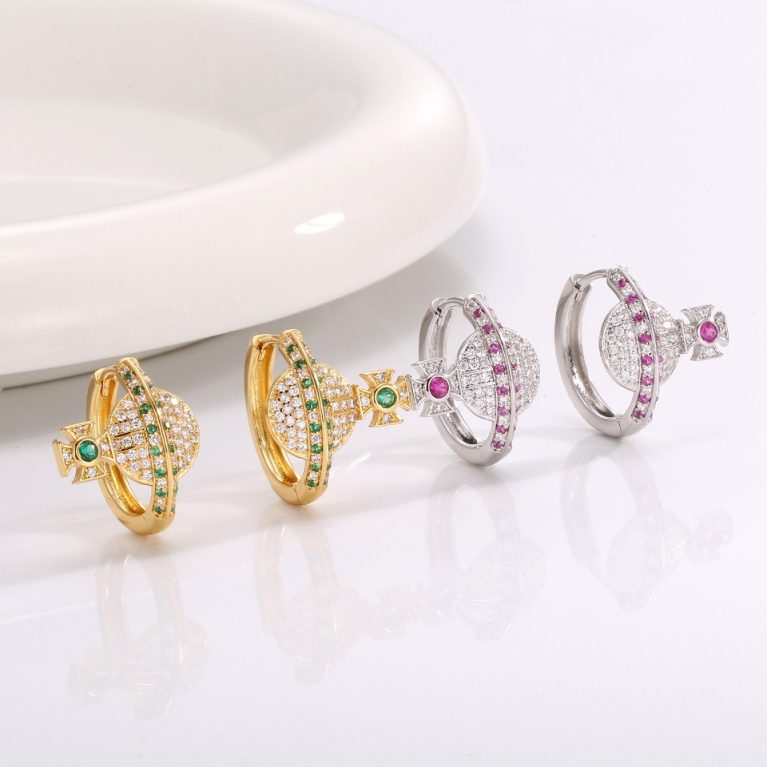 Eco-Friendly Copper & Real Gold Plated Planet Stud Earrings