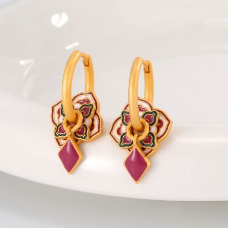 Eco-Friendly Copper Real Gold Plating & Guochao Style Ear Clasp
