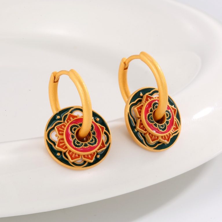 Eco-Friendly Copper Gold Plated Ear Clips with National Trend Style