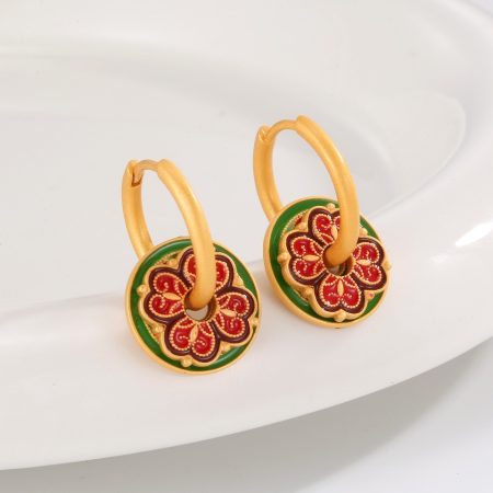 Eco-friendly Copper Real Gold Plating + National Trend Style Ear Hooks