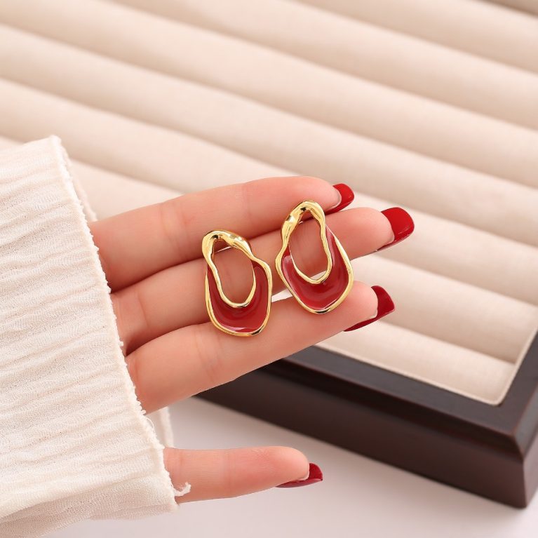 Eco-friendly Copper Real Gold Plated Oil Drop Earrings