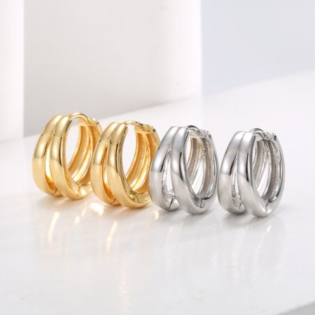 Eco-Friendly Copper Earrings with Real Gold Plating and Metallic Design