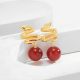 Eco-Friendly Copper Earrings with Real Gold Plating and Red Agate