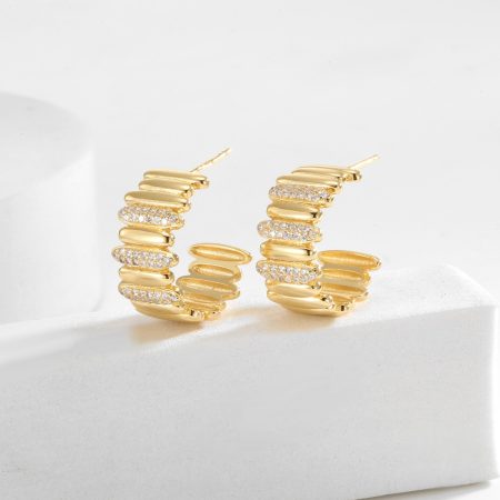 Eco-Friendly Copper Real Gold Plated Minimalist Design Earrings