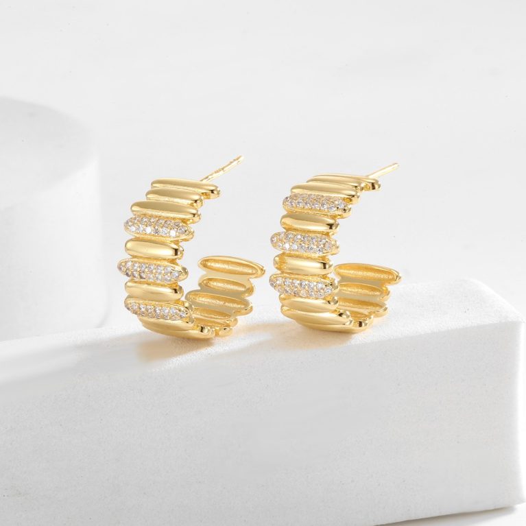 Eco-Friendly Copper Real Gold Plated Minimalist Design Earrings