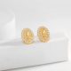 Eco-Friendly Copper Genuine Gold Plated Full Diamond Pavé Iris Flower Stud Earrings