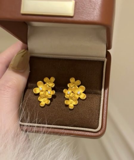 Eco-Friendly Copper Real Gold Plated Osmanthus Earrings