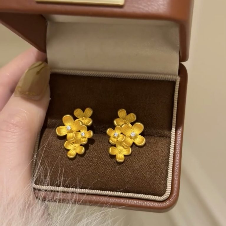 Eco-Friendly Copper Real Gold Plated Osmanthus Earrings