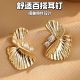Eco-Friendly Copper Real Gold Plated Twisted Fan Shape Ear Studs