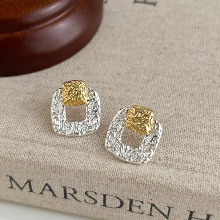 Eco-Friendly Copper Real Gold Plated + Retro Hollow Design Earrings