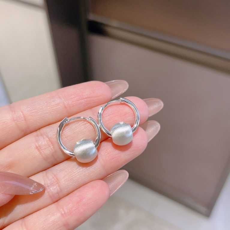 Hot-selling Bestseller Eco-friendly Copper Real Gold Plated Brushed Metal Ball Earrings