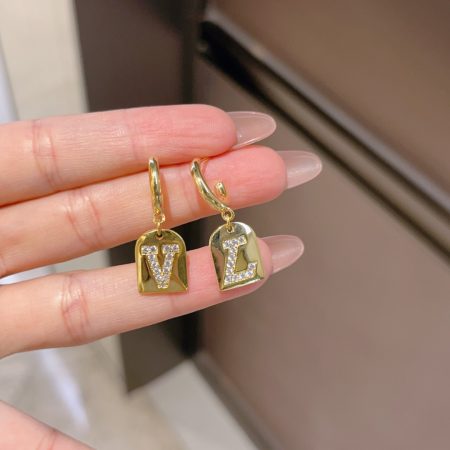 Eco-Friendly Copper Gold-Plated Letter Earrings with Luxury Brand Style