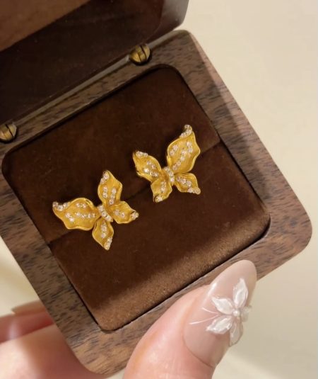 Eco-Friendly Copper Genuine Gold Plated Butterfly Earrings