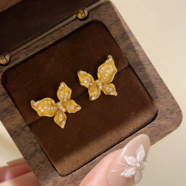 Eco-Friendly Copper Genuine Gold Plated Butterfly Earrings