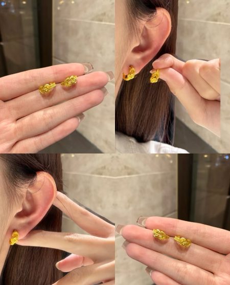 Eco-Friendly Copper Genuine Gold-Plated Earrings in Gold Design