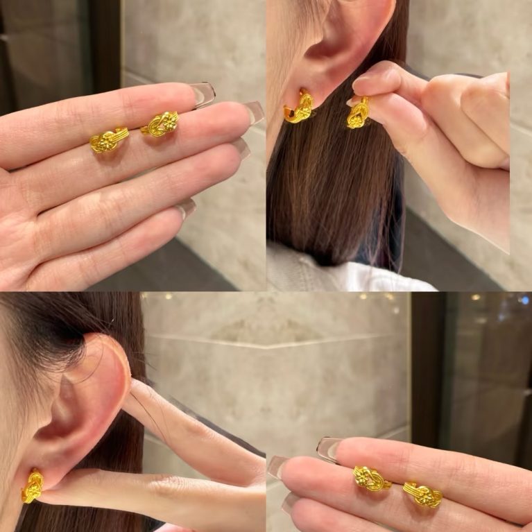 Eco-Friendly Copper Genuine Gold-Plated Earrings in Gold Design