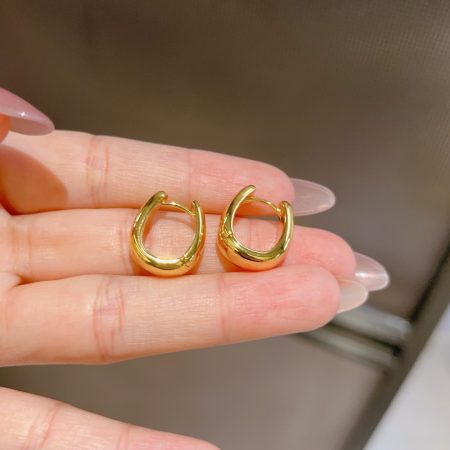 Hot-selling Eco-friendly Copper Ear Hooks with Real Gold Plating & Minimalist Design
