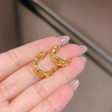 Eco-Friendly Copper with Real Gold Plating Wheat Ear Studs
