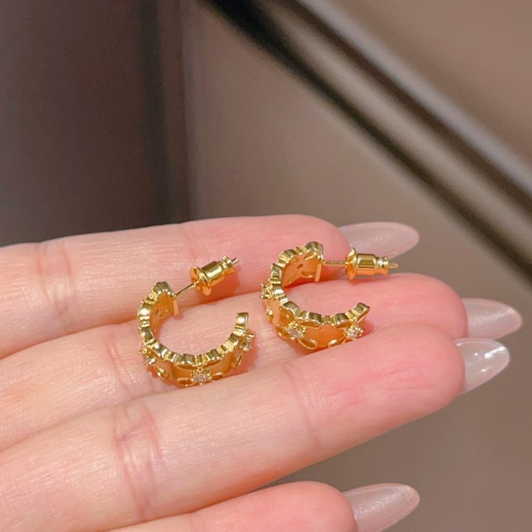 Iris Flower Earrings in Eco-Friendly Copper with Real Gold Plating