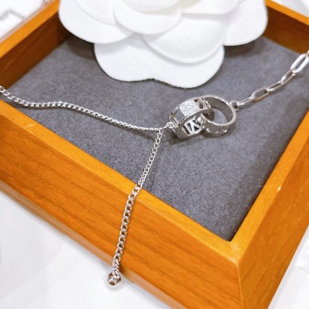 Eco-Friendly Copper Double Ring Necklace with Real Gold Plating