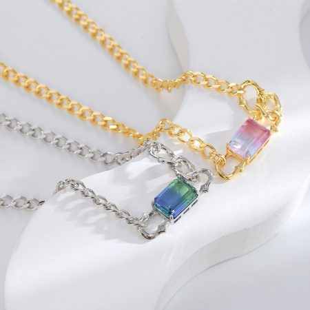 Eco-Friendly Copper Gold-Plated Crystal Necklace