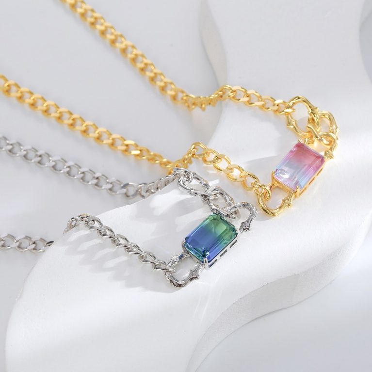 Eco-Friendly Copper Gold-Plated Crystal Necklace