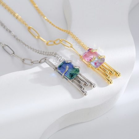 Eco-Friendly Gold-Plated Copper and Crystal Necklace